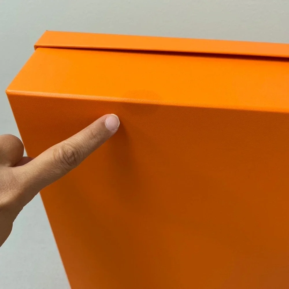 Hermes Empty Storage Box Orange Magnetic Ribbon Tissue Paper 17.75x14.75x4